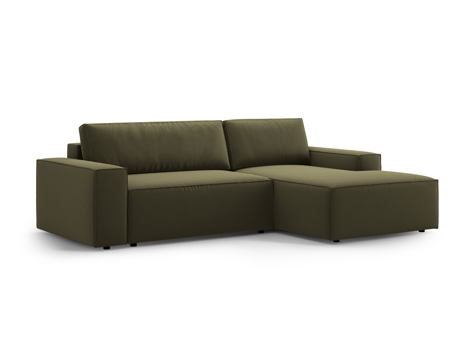 Velvet Right Corner Sofa With Bed Function And Box, "Jodie", 3 Seats, 246x151x86
