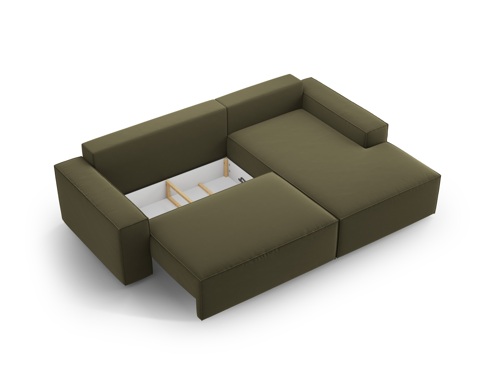 Velvet Right Corner Sofa With Bed Function And Box, "Jodie", 3 Seats, 246x151x86