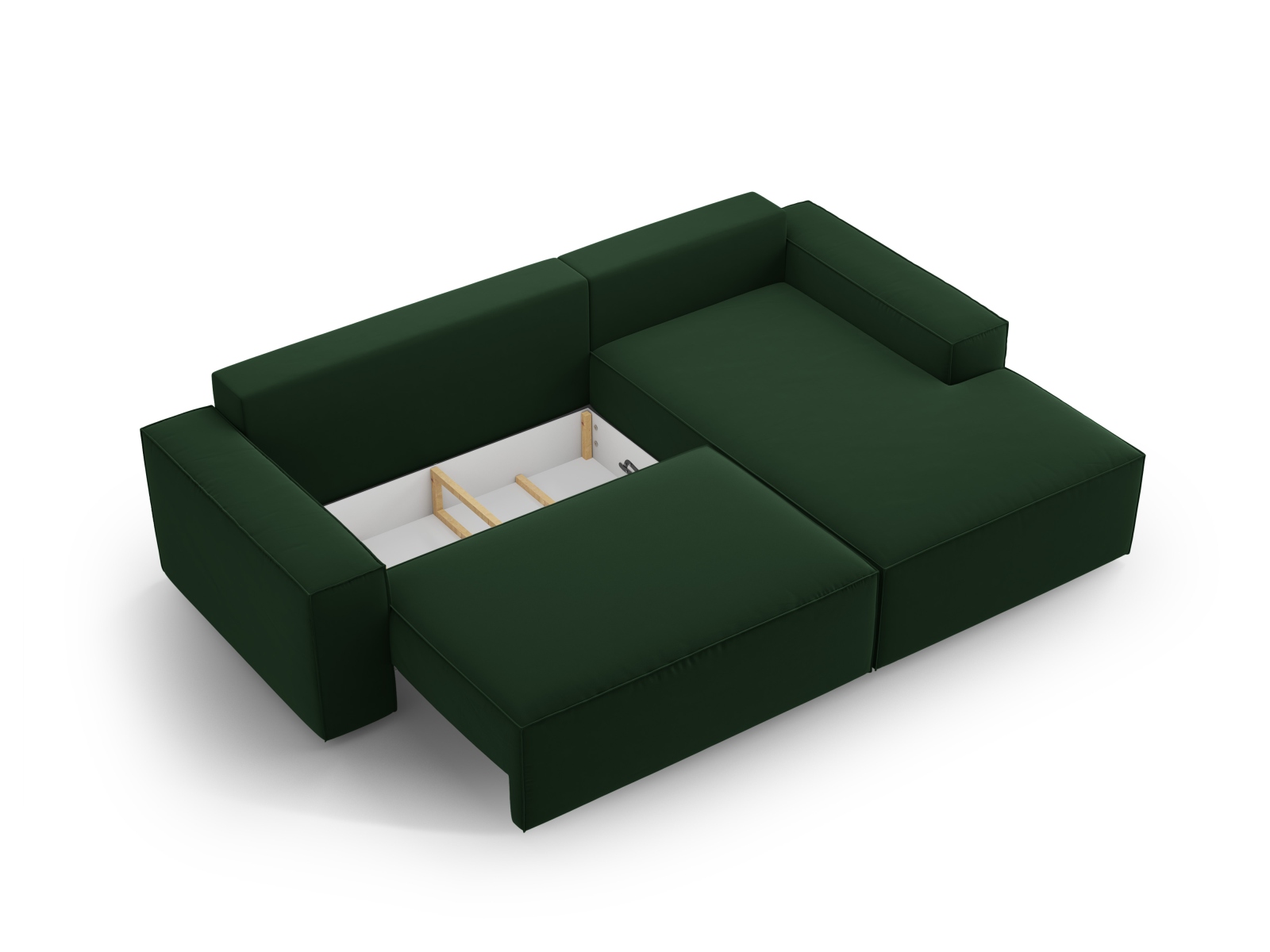 Velvet Right Corner Sofa With Bed Function And Box, "Jodie", 3 Seats, 246x151x86