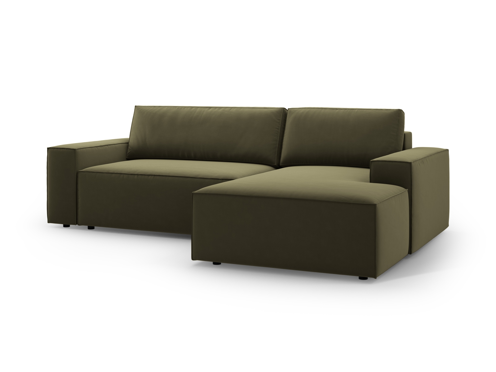 Velvet Right Corner Sofa With Bed Function And Box, "Jodie", 3 Seats, 246x151x86