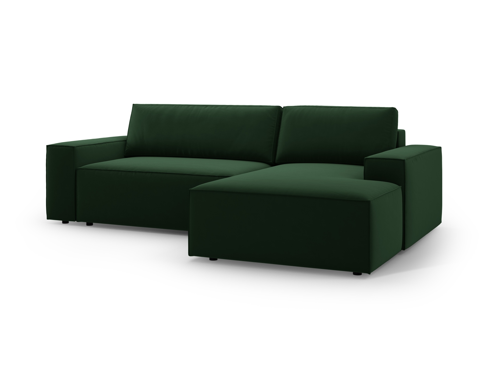 Velvet Right Corner Sofa With Bed Function And Box, "Jodie", 3 Seats, 246x151x86