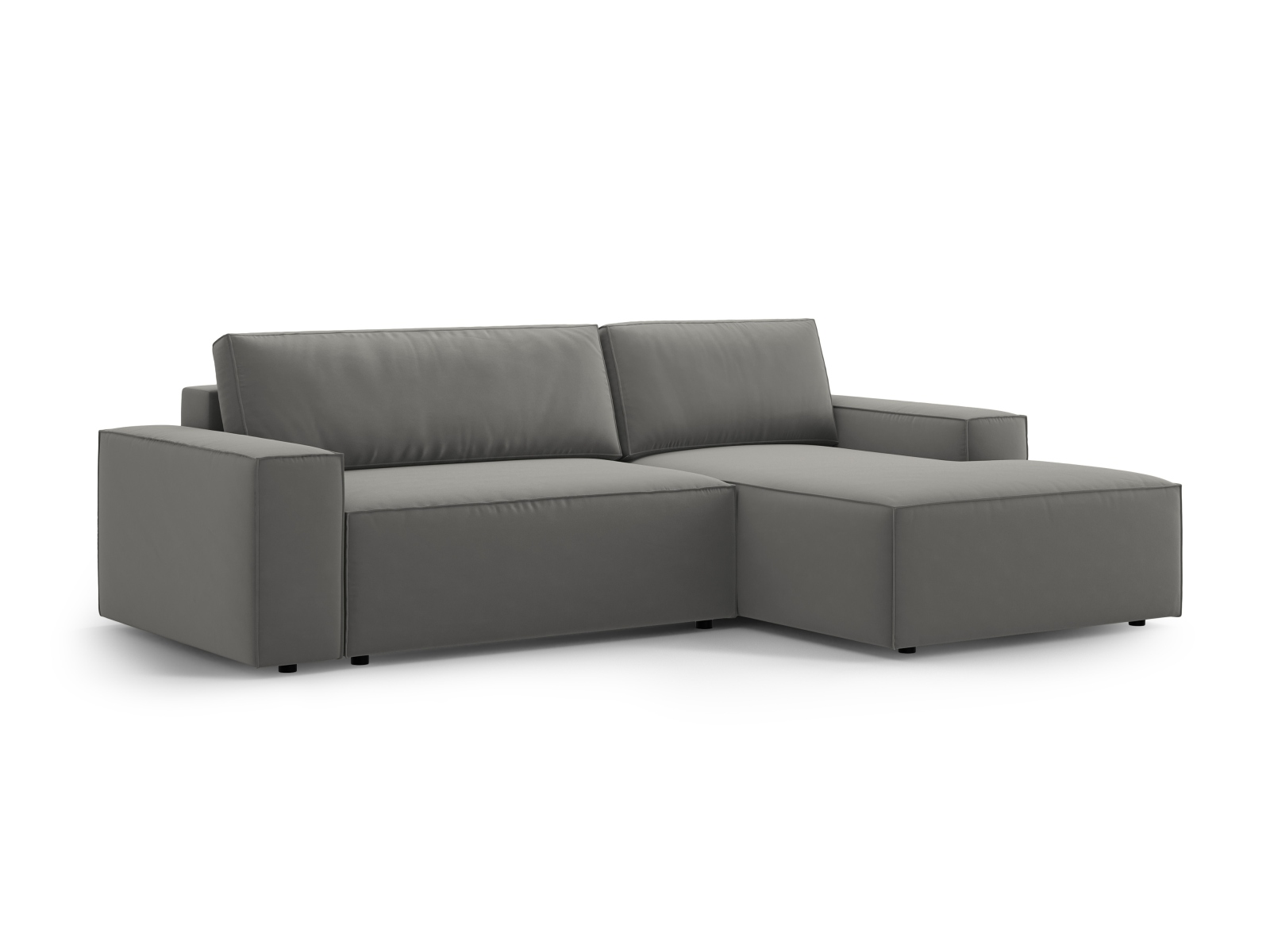 Velvet Right Corner Sofa With Bed Function And Box, "Jodie", 3 Seats, 246x151x86