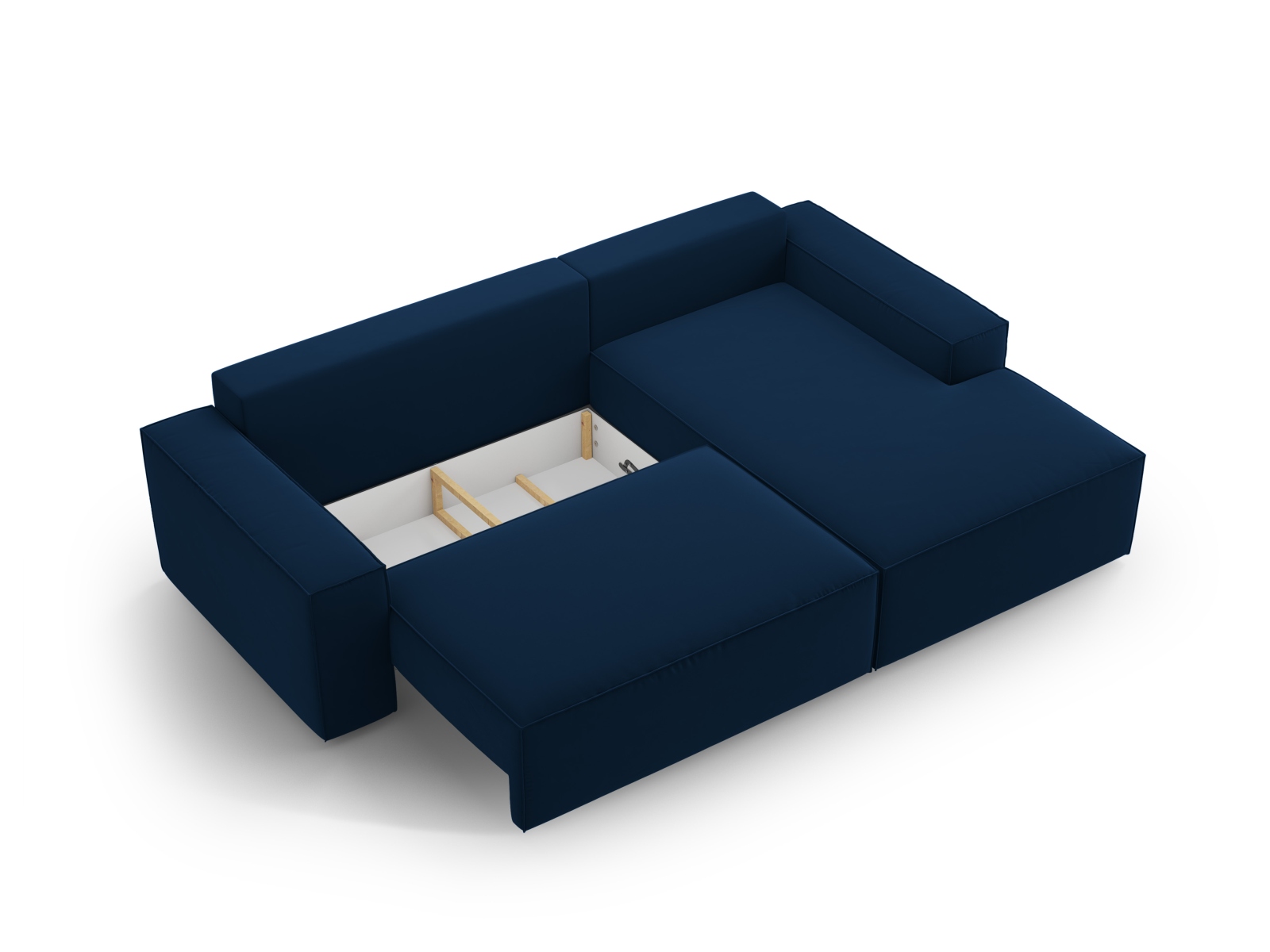 Velvet Right Corner Sofa With Bed Function And Box, "Jodie", 3 Seats, 246x151x86