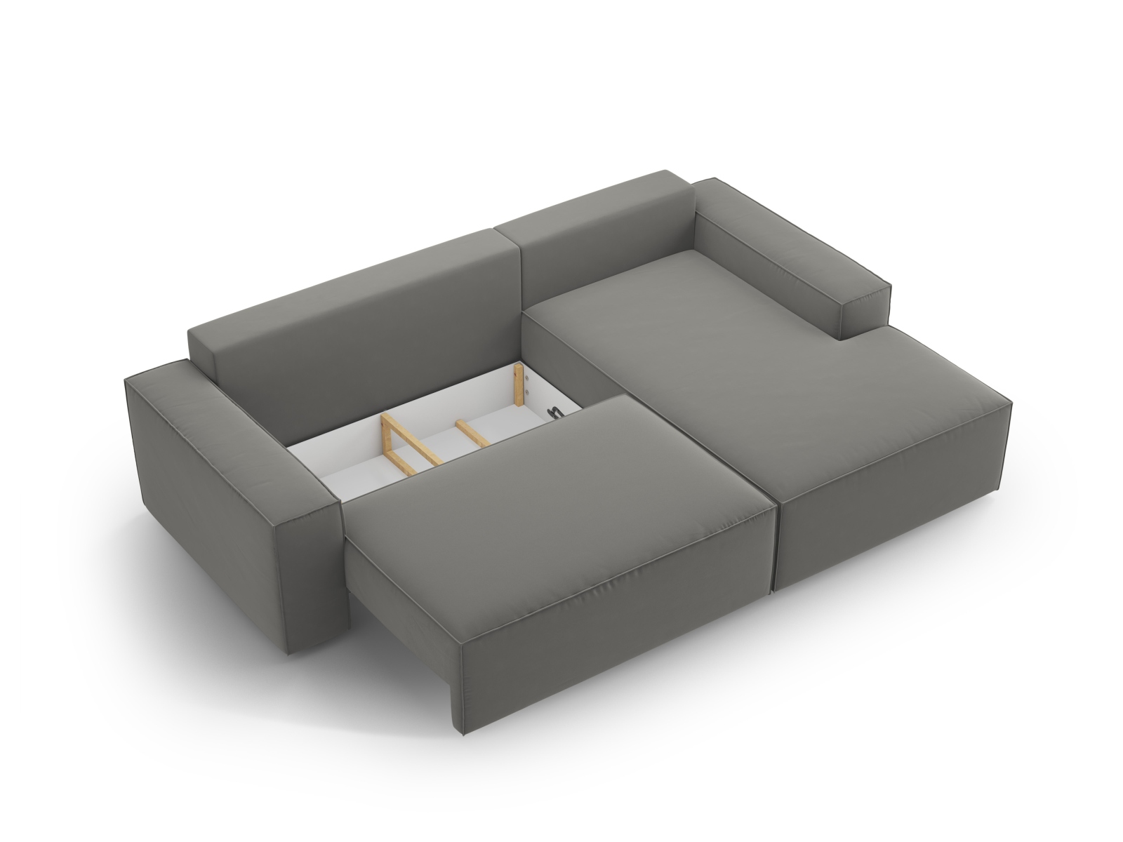 Velvet Right Corner Sofa With Bed Function And Box, "Jodie", 3 Seats, 246x151x86