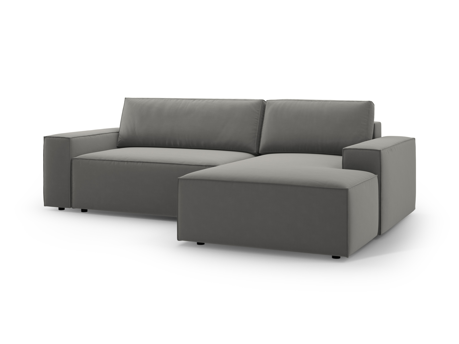 Velvet Right Corner Sofa With Bed Function And Box, "Jodie", 3 Seats, 246x151x86