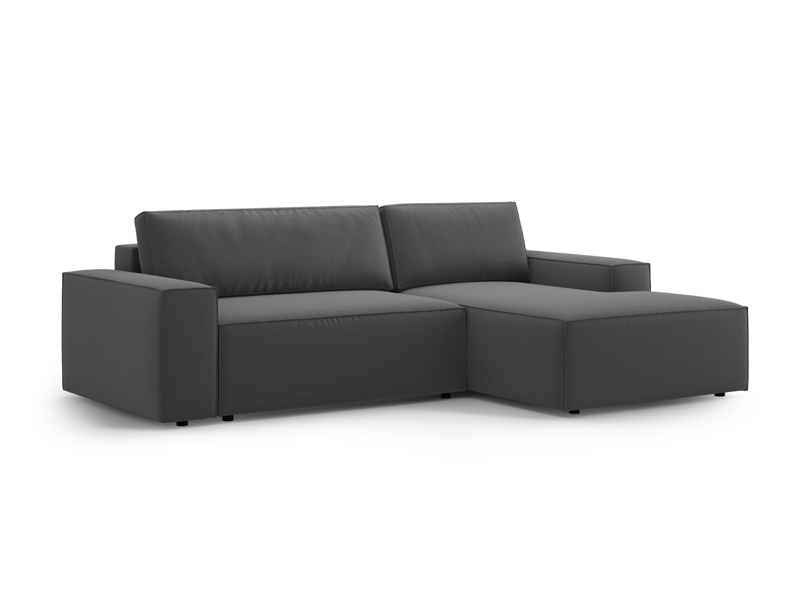 Velvet Right Corner Sofa With Bed Function And Box, "Jodie", 3 Seats, 246x151x86
