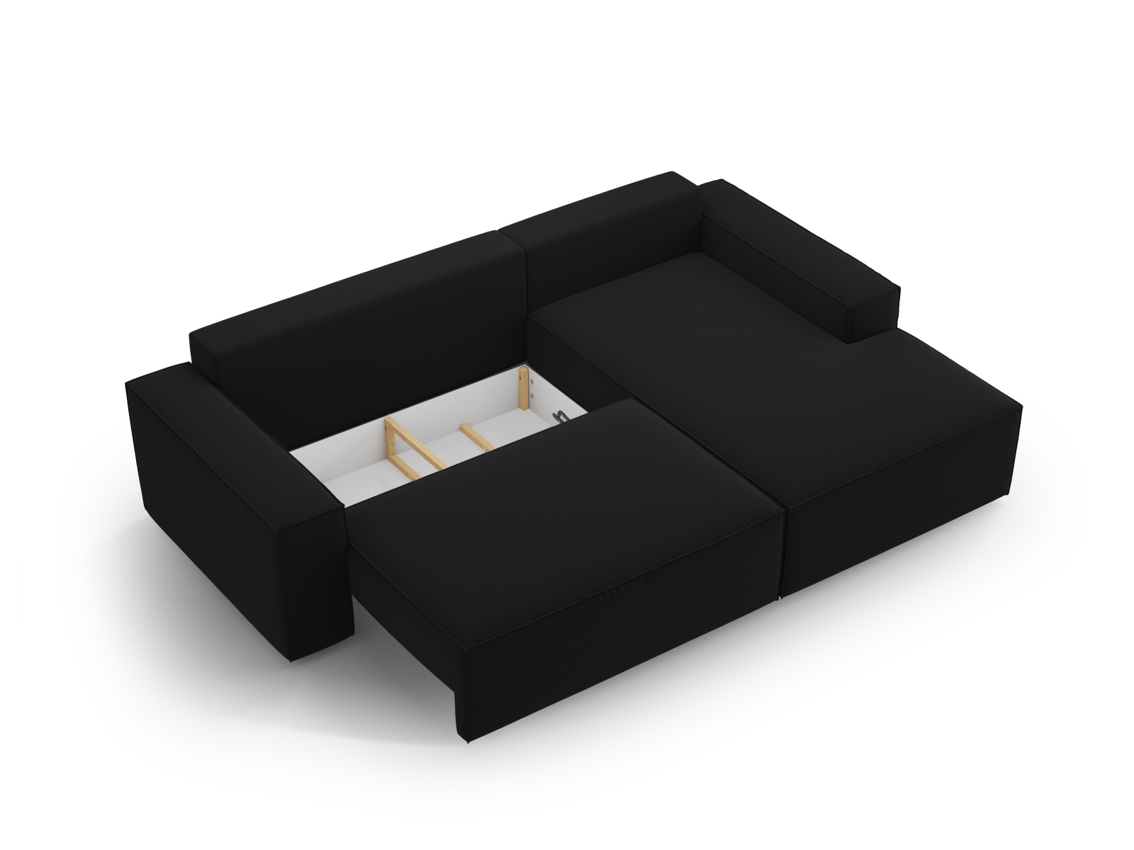Velvet Right Corner Sofa With Bed Function And Box, "Jodie", 3 Seats, 246x151x86