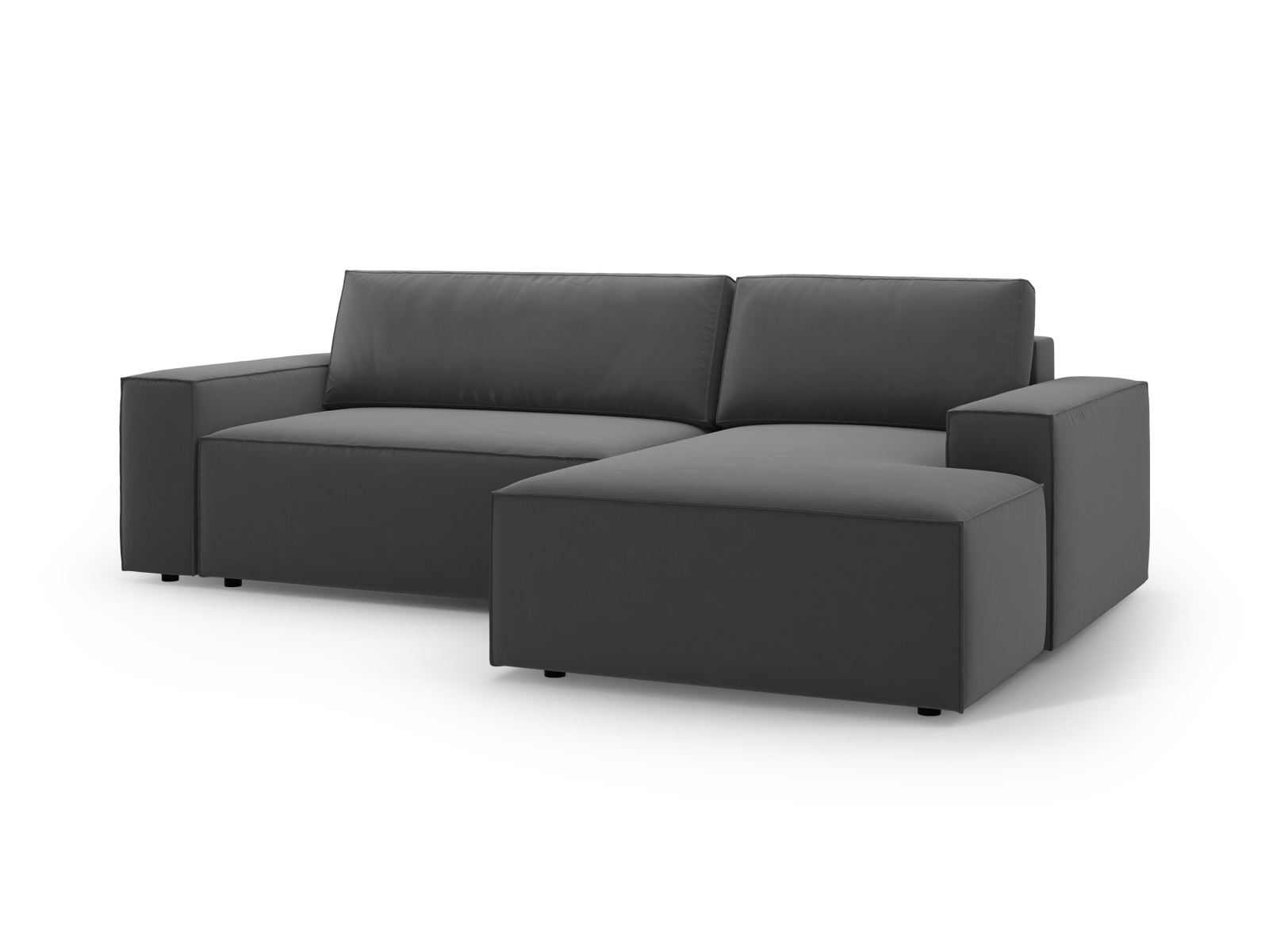 Velvet Right Corner Sofa With Bed Function And Box, "Jodie", 3 Seats, 246x151x86