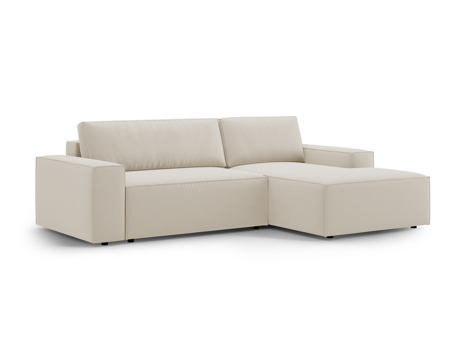 Velvet Right Corner Sofa With Bed Function And Box, "Jodie", 3 Seats, 246x151x86