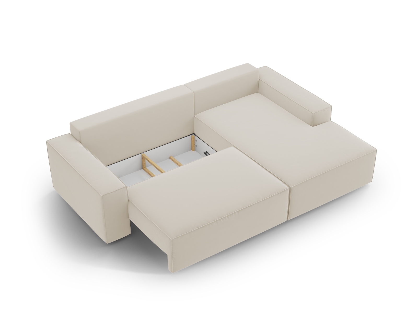 Velvet Right Corner Sofa With Bed Function And Box, "Jodie", 3 Seats, 246x151x86