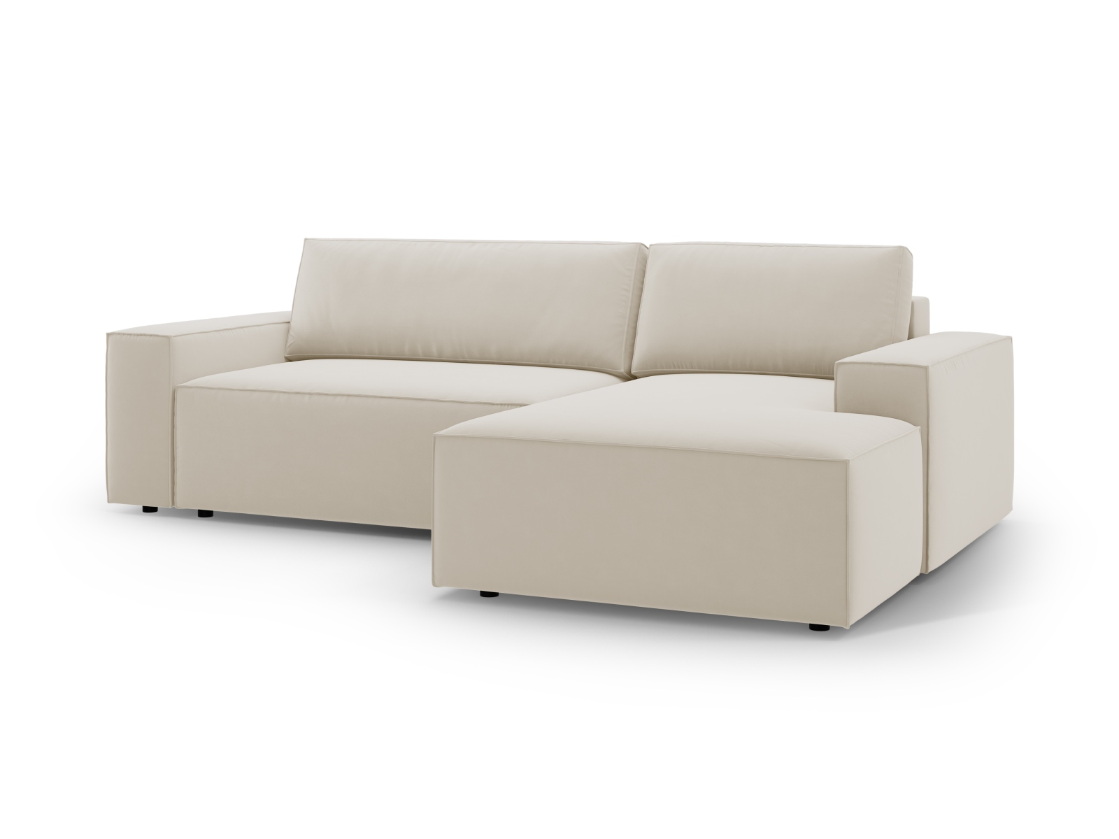 Velvet Right Corner Sofa With Bed Function And Box, "Jodie", 3 Seats, 246x151x86