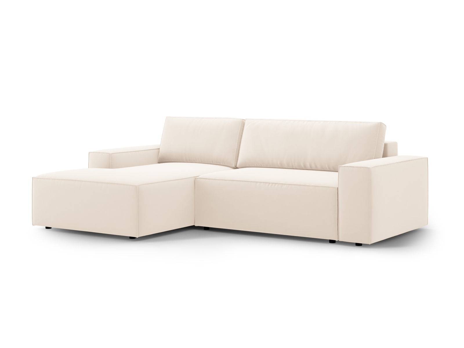 Velvet Left Corner Sofa With Bed Function And Box, "Jodie", 3 Seats, 246x151x86