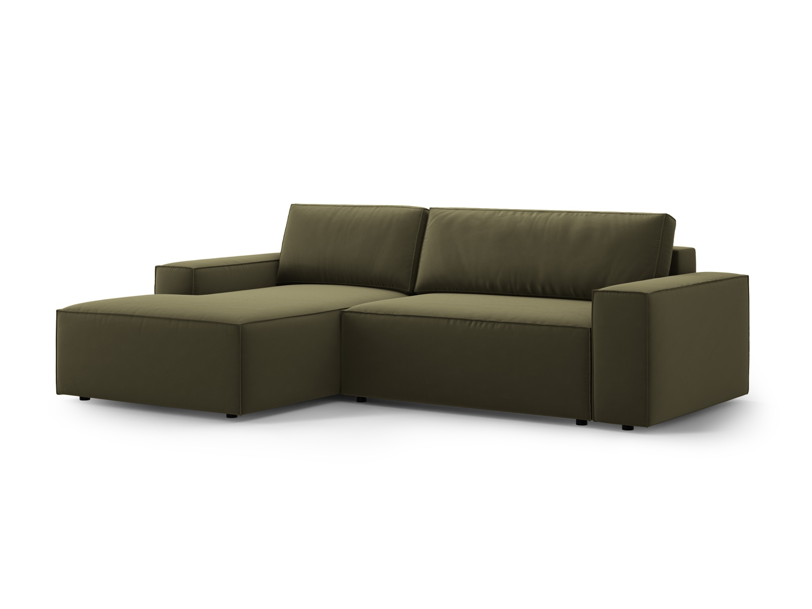 Velvet Left Corner Sofa With Bed Function And Box, "Jodie", 3 Seats, 246x151x86