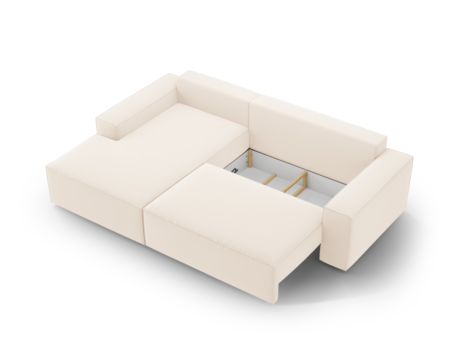 Velvet Left Corner Sofa With Bed Function And Box, "Jodie", 3 Seats, 246x151x86