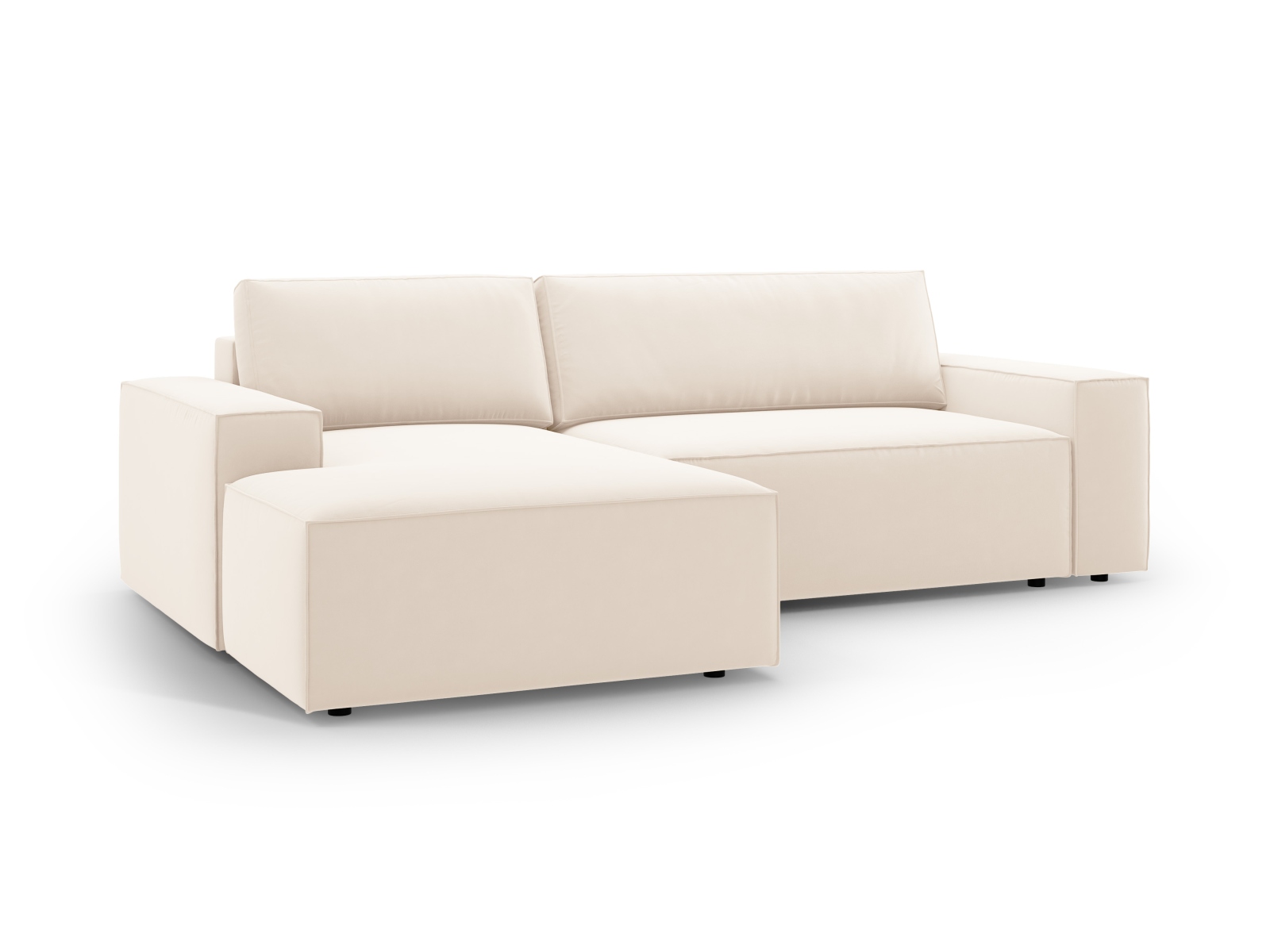 Velvet Left Corner Sofa With Bed Function And Box, "Jodie", 3 Seats, 246x151x86
