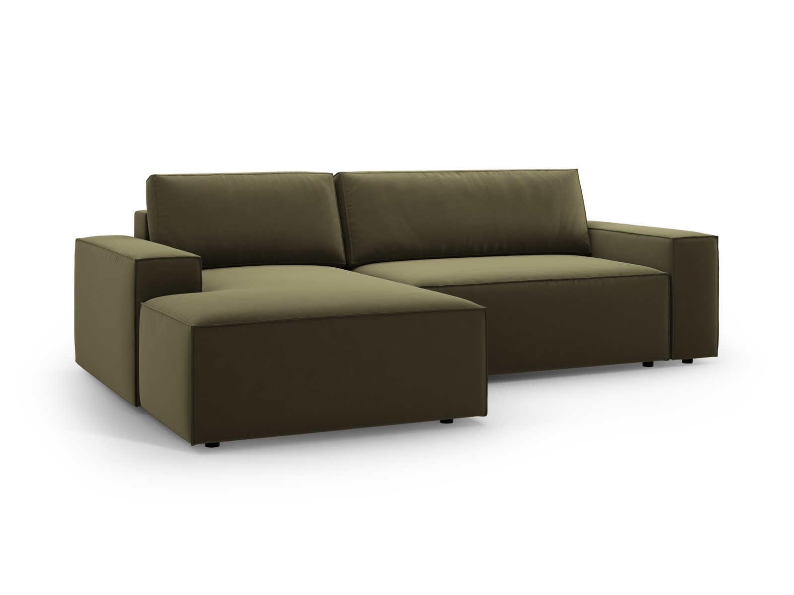 Velvet Left Corner Sofa With Bed Function And Box, "Jodie", 3 Seats, 246x151x86