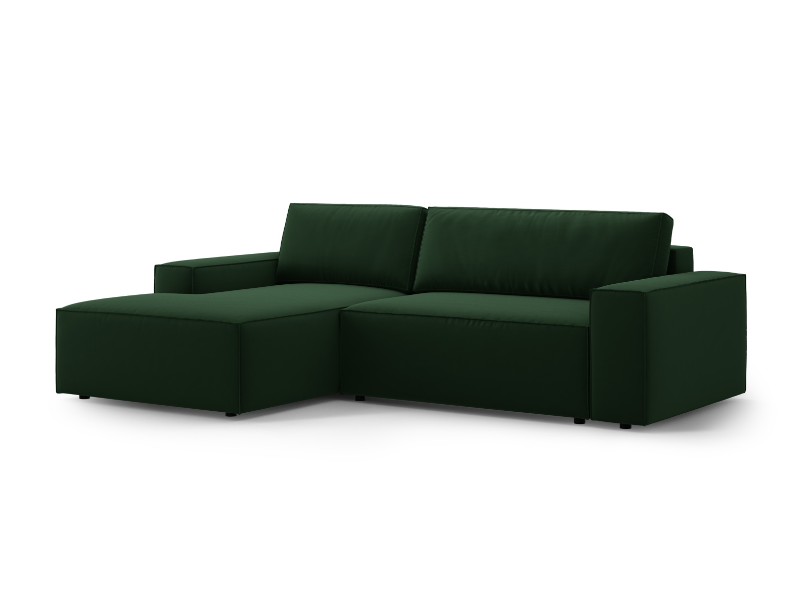 Velvet Left Corner Sofa With Bed Function And Box, "Jodie", 3 Seats, 246x151x86