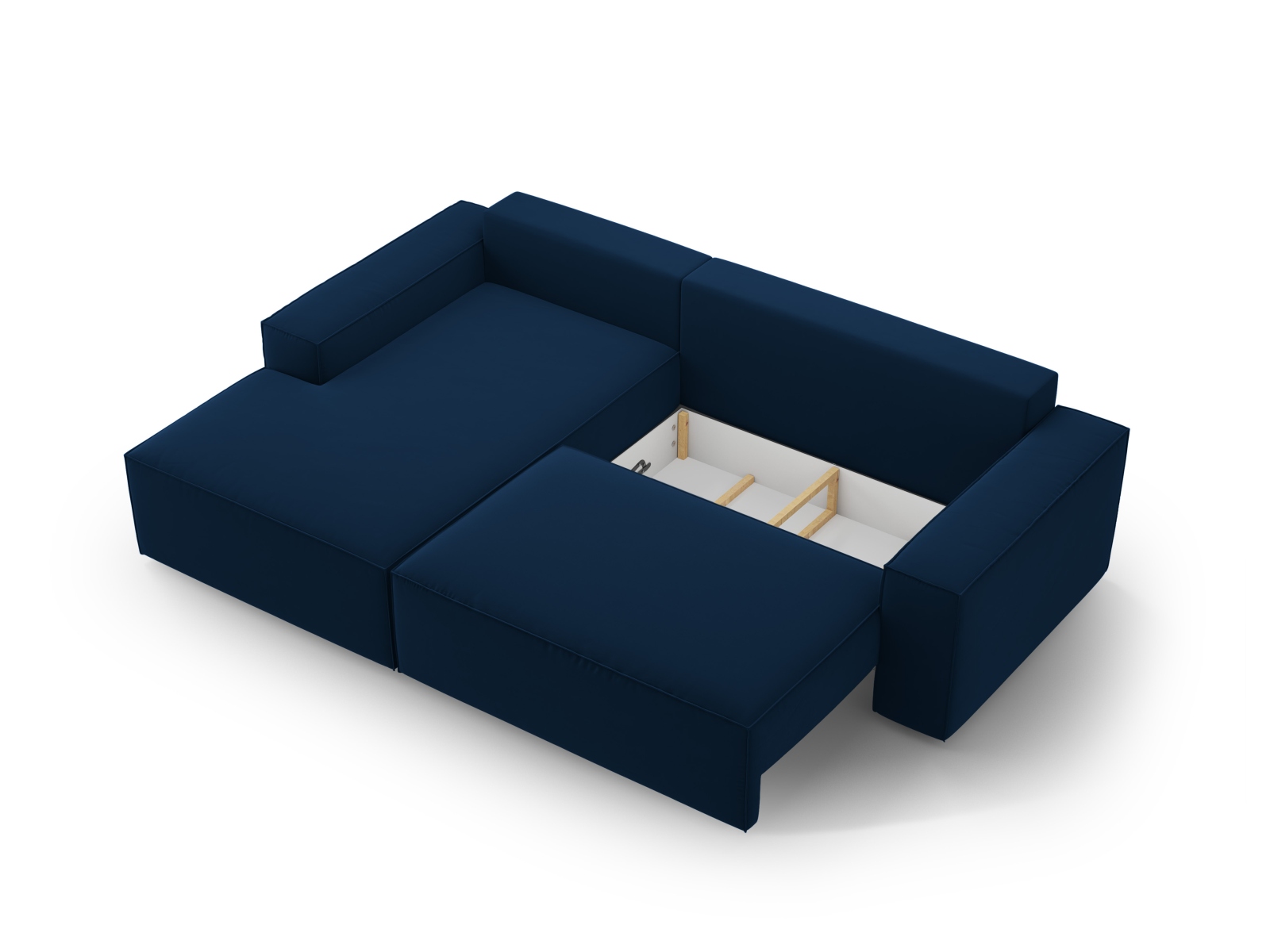 Velvet Left Corner Sofa With Bed Function And Box, "Jodie", 3 Seats, 246x151x86