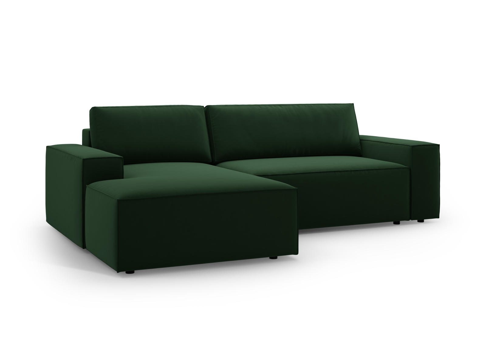 Velvet Left Corner Sofa With Bed Function And Box, "Jodie", 3 Seats, 246x151x86