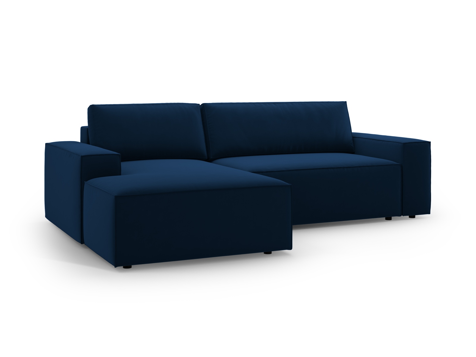 Velvet Left Corner Sofa With Bed Function And Box, "Jodie", 3 Seats, 246x151x86