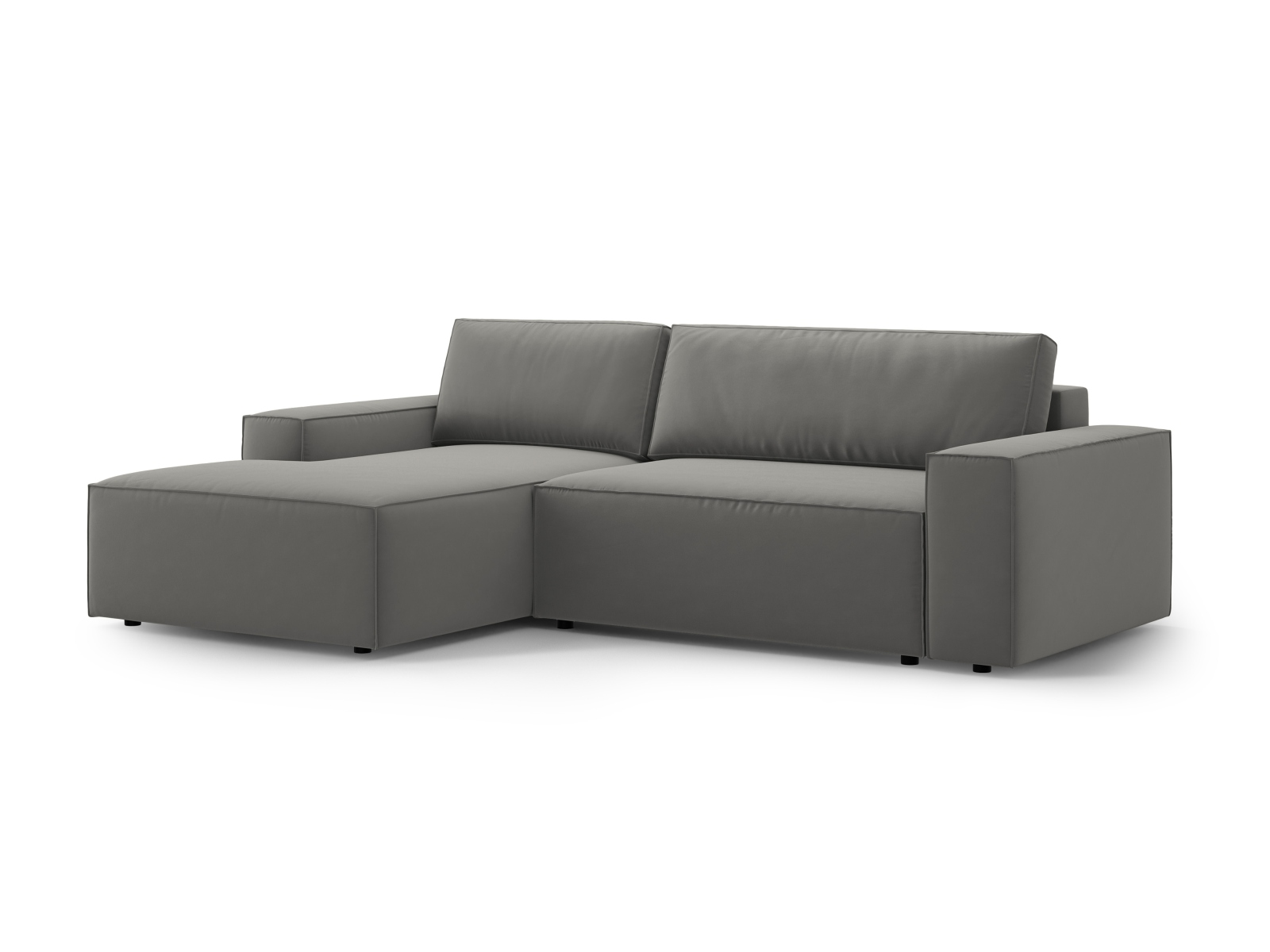 Velvet Left Corner Sofa With Bed Function And Box, "Jodie", 3 Seats, 246x151x86