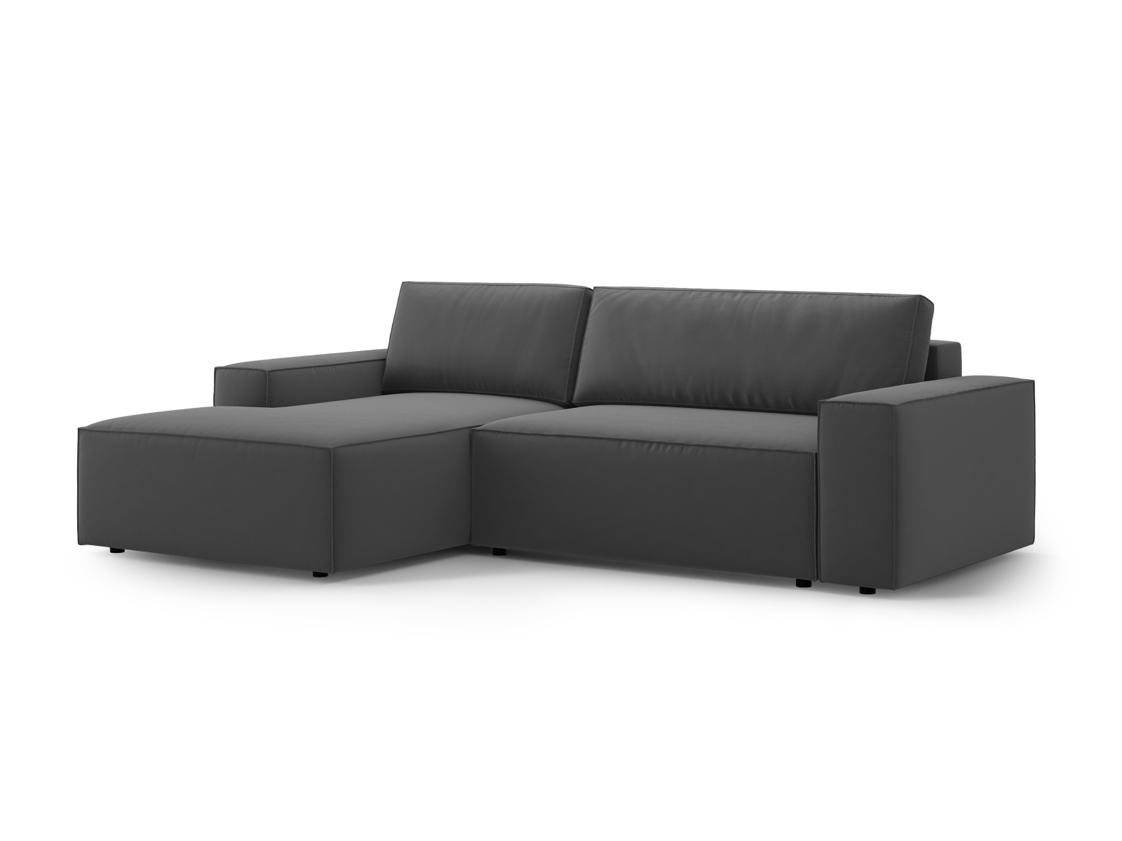 Velvet Left Corner Sofa With Bed Function And Box, "Jodie", 3 Seats, 246x151x86