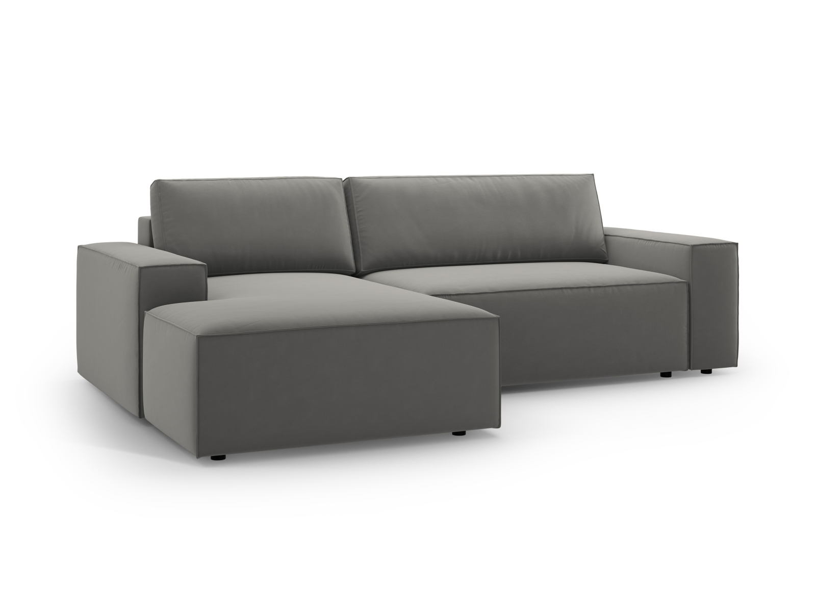 Velvet Left Corner Sofa With Bed Function And Box, "Jodie", 3 Seats, 246x151x86