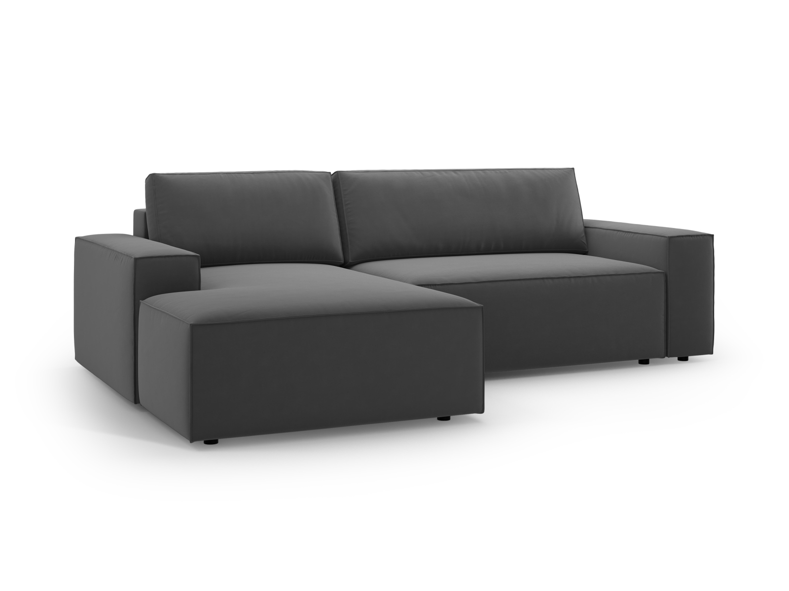 Velvet Left Corner Sofa With Bed Function And Box, "Jodie", 3 Seats, 246x151x86