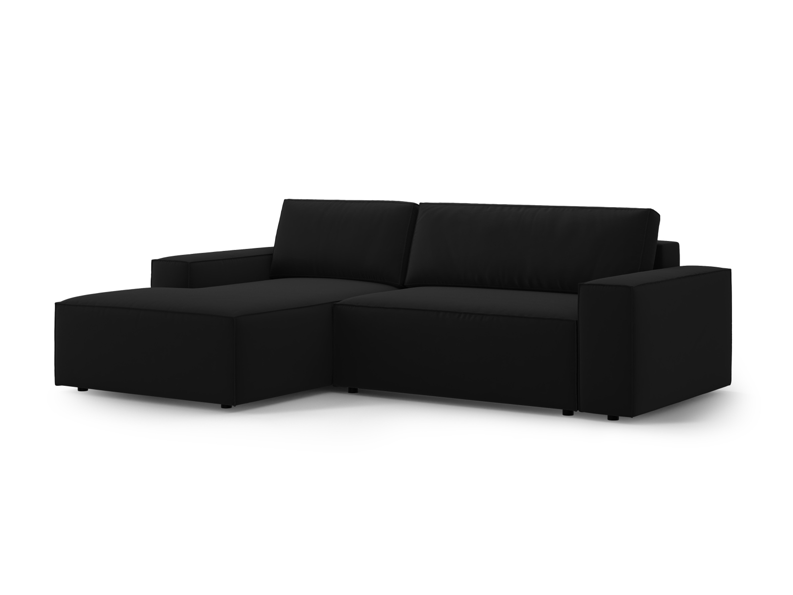 Velvet Left Corner Sofa With Bed Function And Box, "Jodie", 3 Seats, 246x151x86
