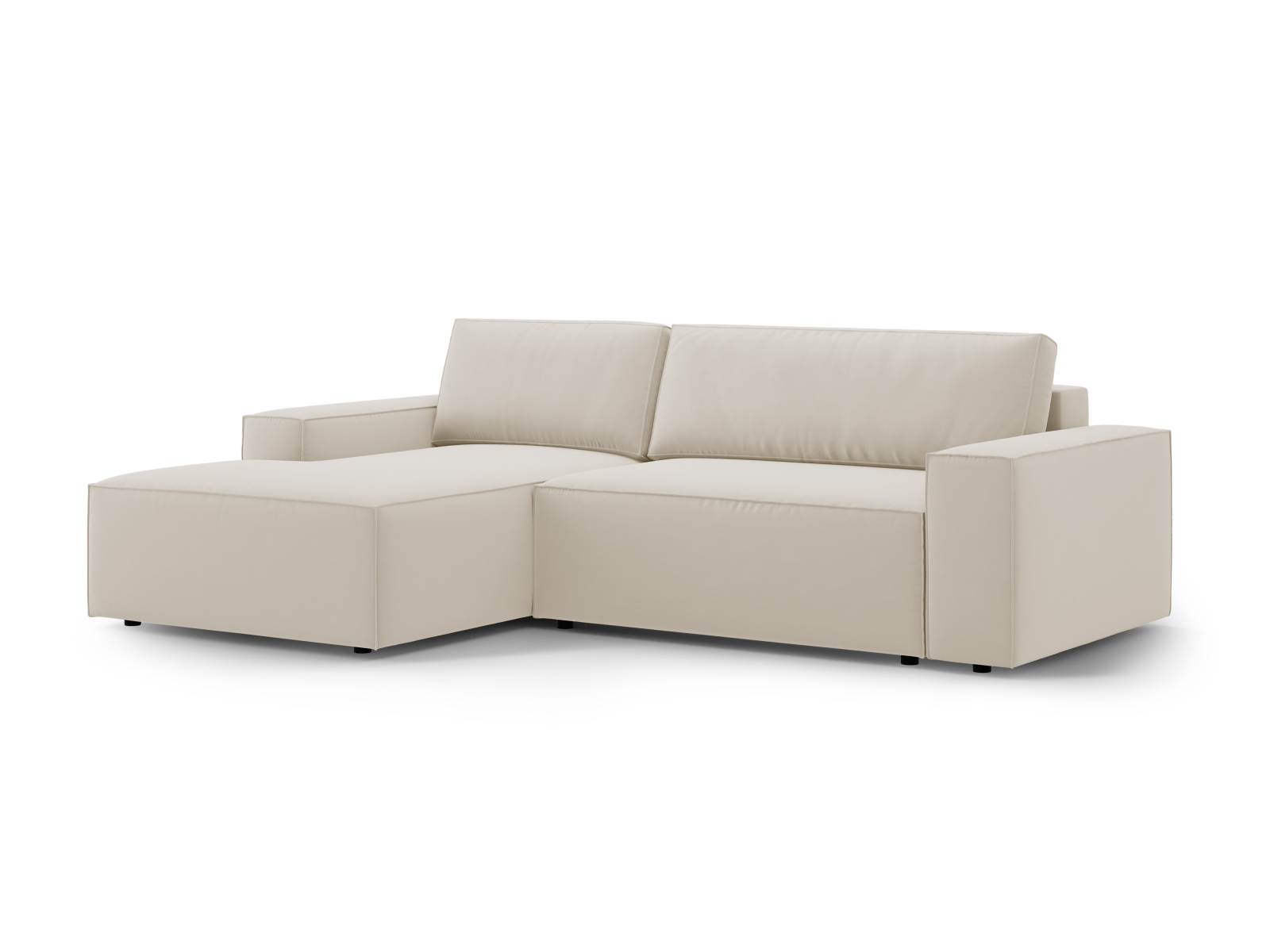 Velvet Left Corner Sofa With Bed Function And Box, "Jodie", 3 Seats, 246x151x86