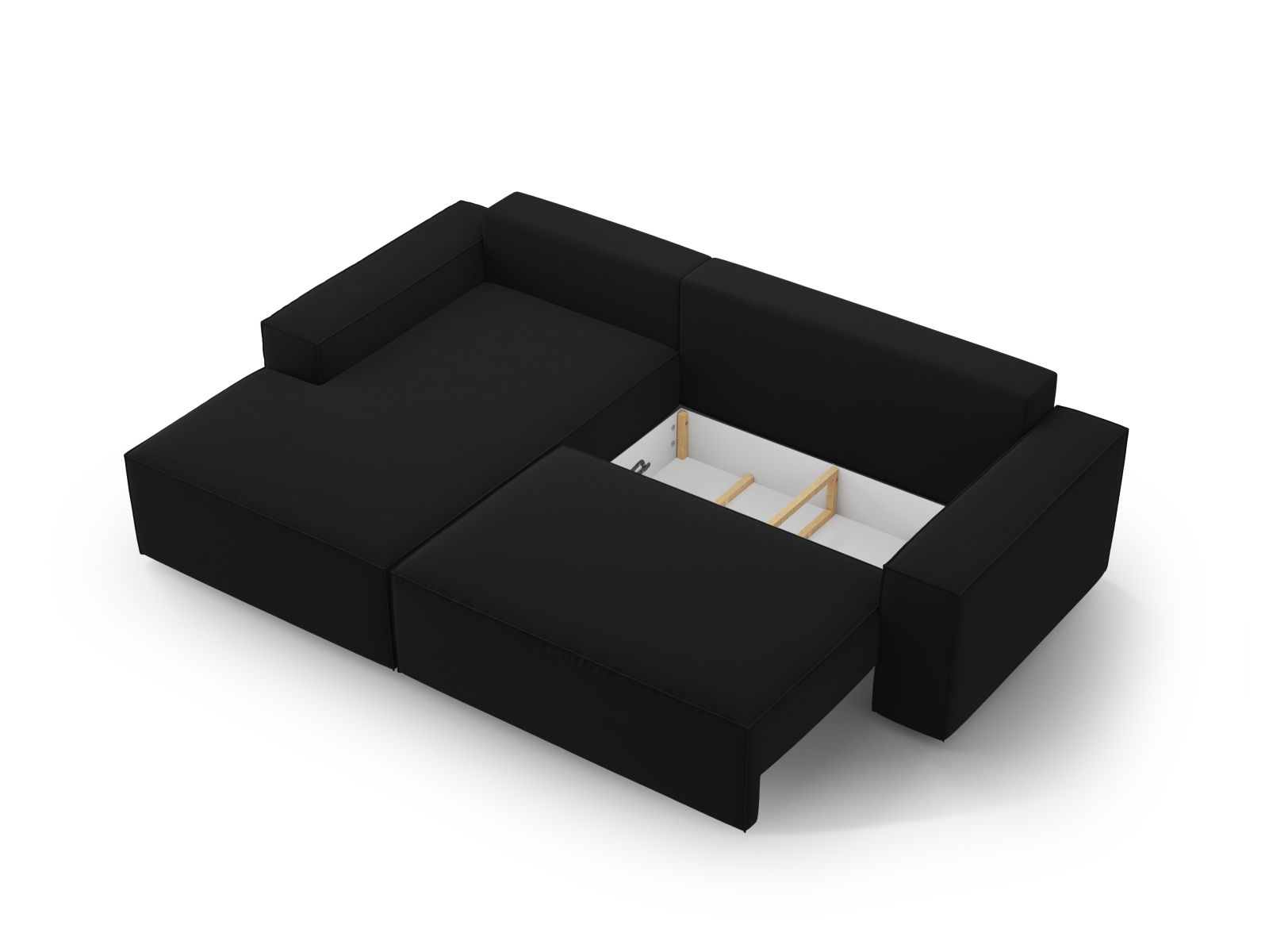 Velvet Left Corner Sofa With Bed Function And Box, "Jodie", 3 Seats, 246x151x86