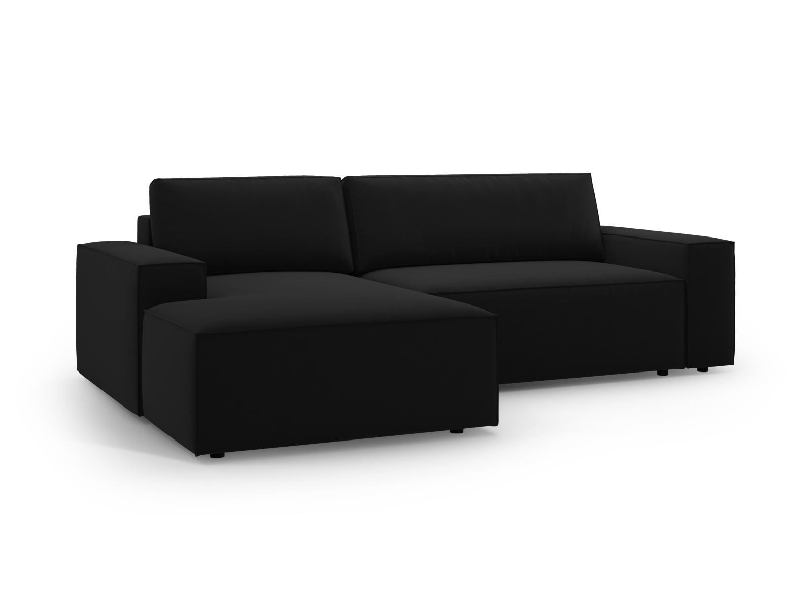 Velvet Left Corner Sofa With Bed Function And Box, "Jodie", 3 Seats, 246x151x86