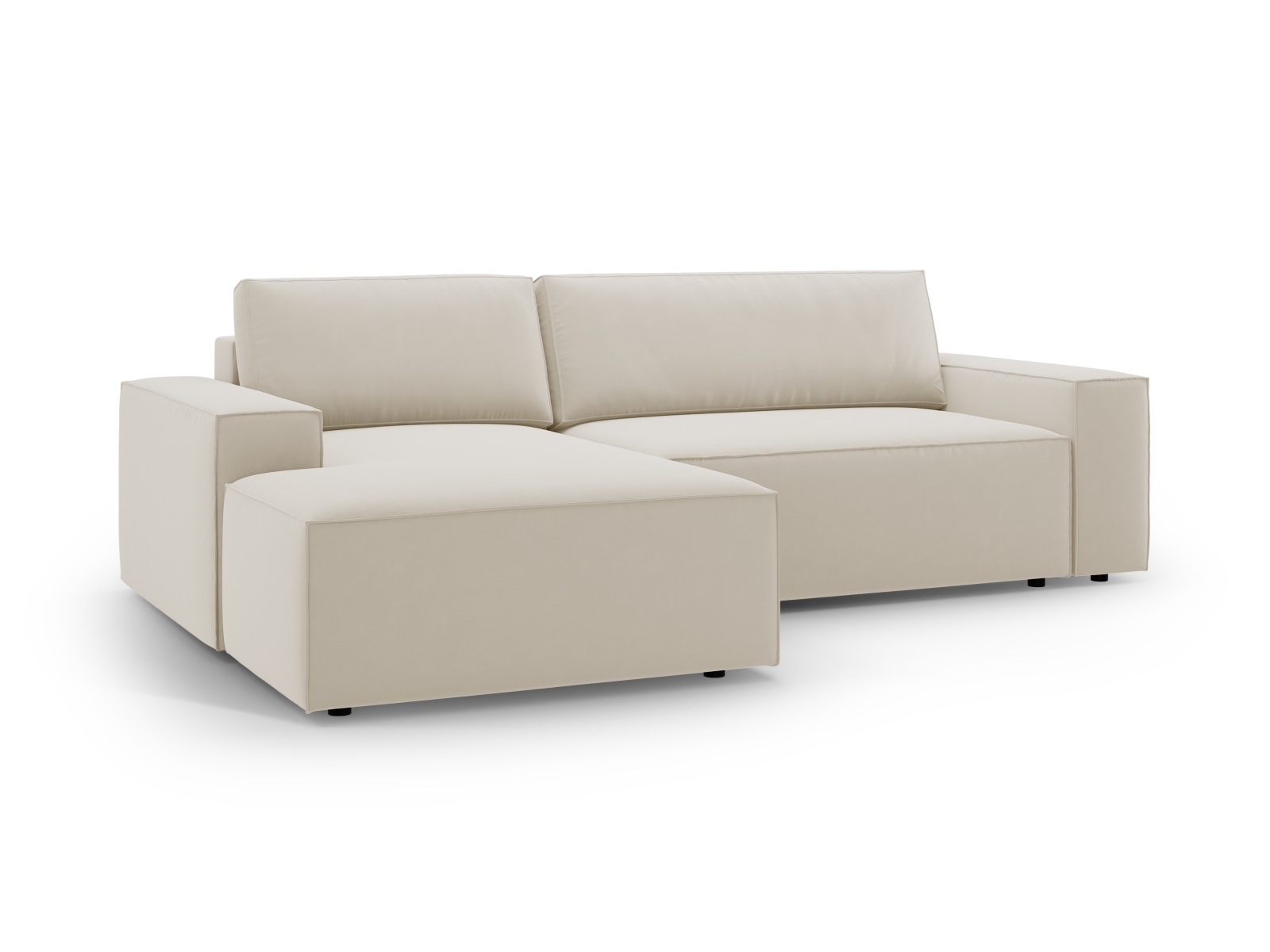 Velvet Left Corner Sofa With Bed Function And Box, "Jodie", 3 Seats, 246x151x86