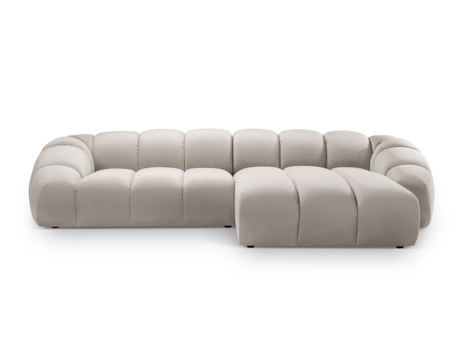 Velvet Right Corner Sofa, "Diana", 4 Seats, 334x182x72