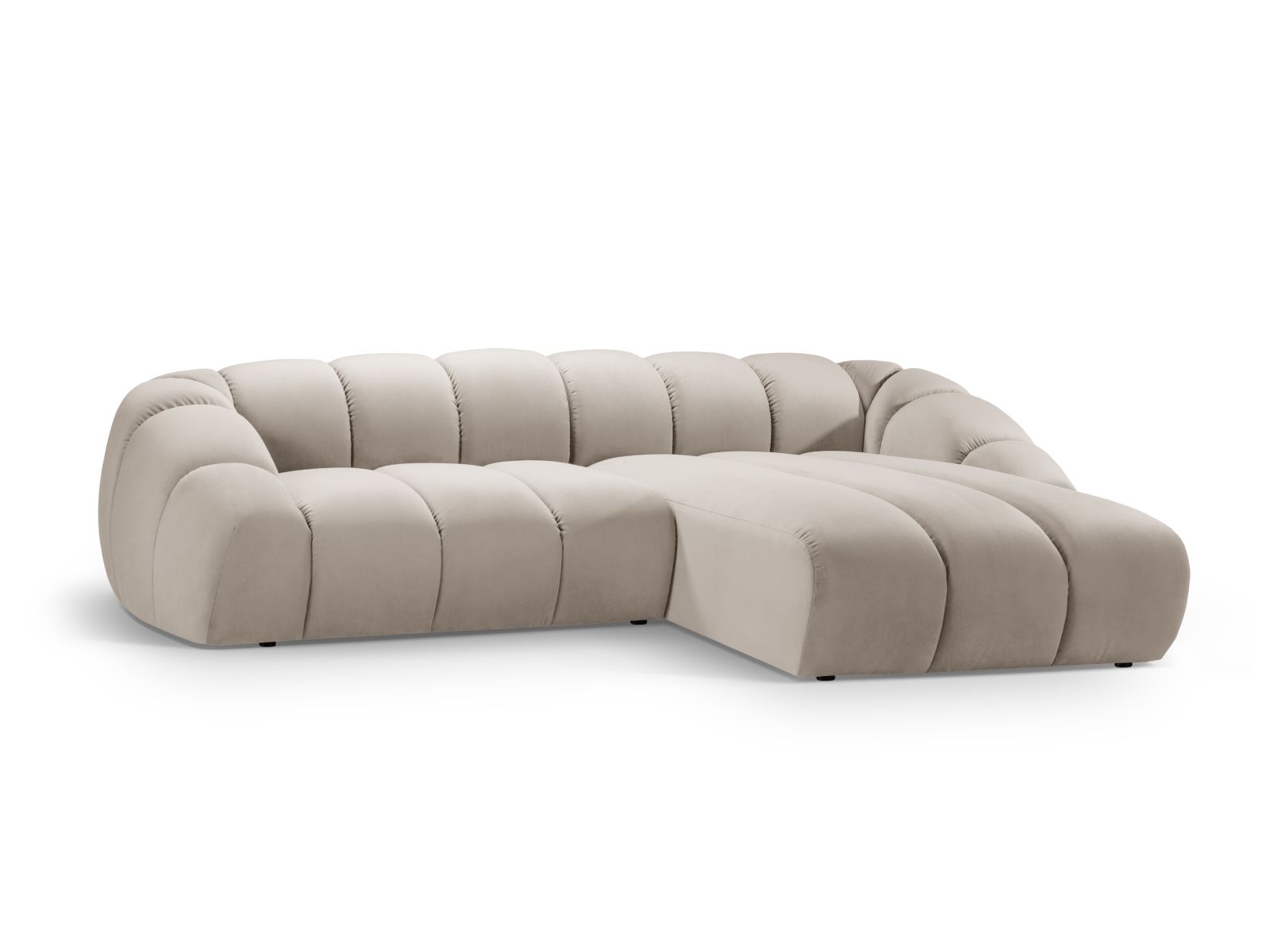 Velvet Right Corner Sofa, "Diana", 4 Seats, 334x182x72
