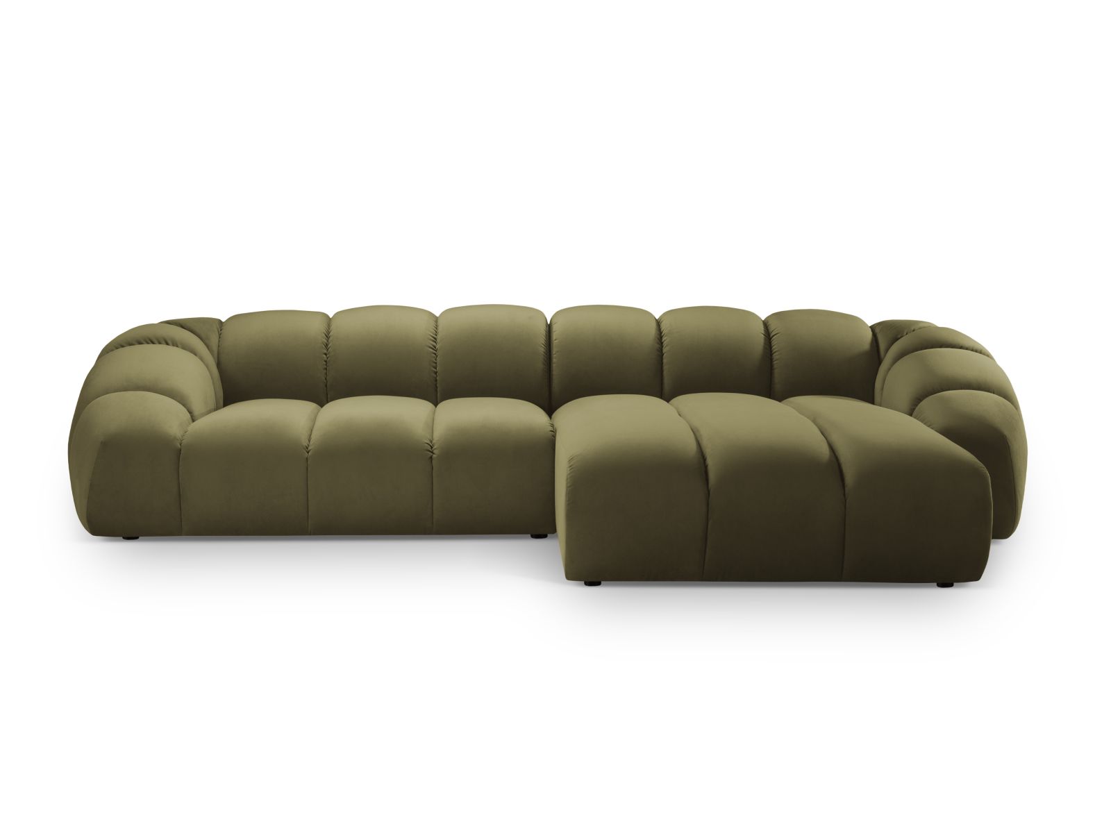 Velvet Right Corner Sofa, "Diana", 4 Seats, 334x182x72