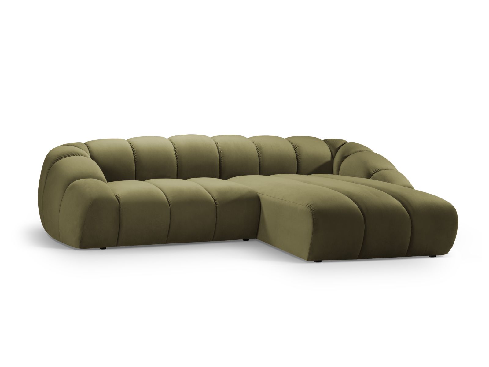 Velvet Right Corner Sofa, "Diana", 4 Seats, 334x182x72