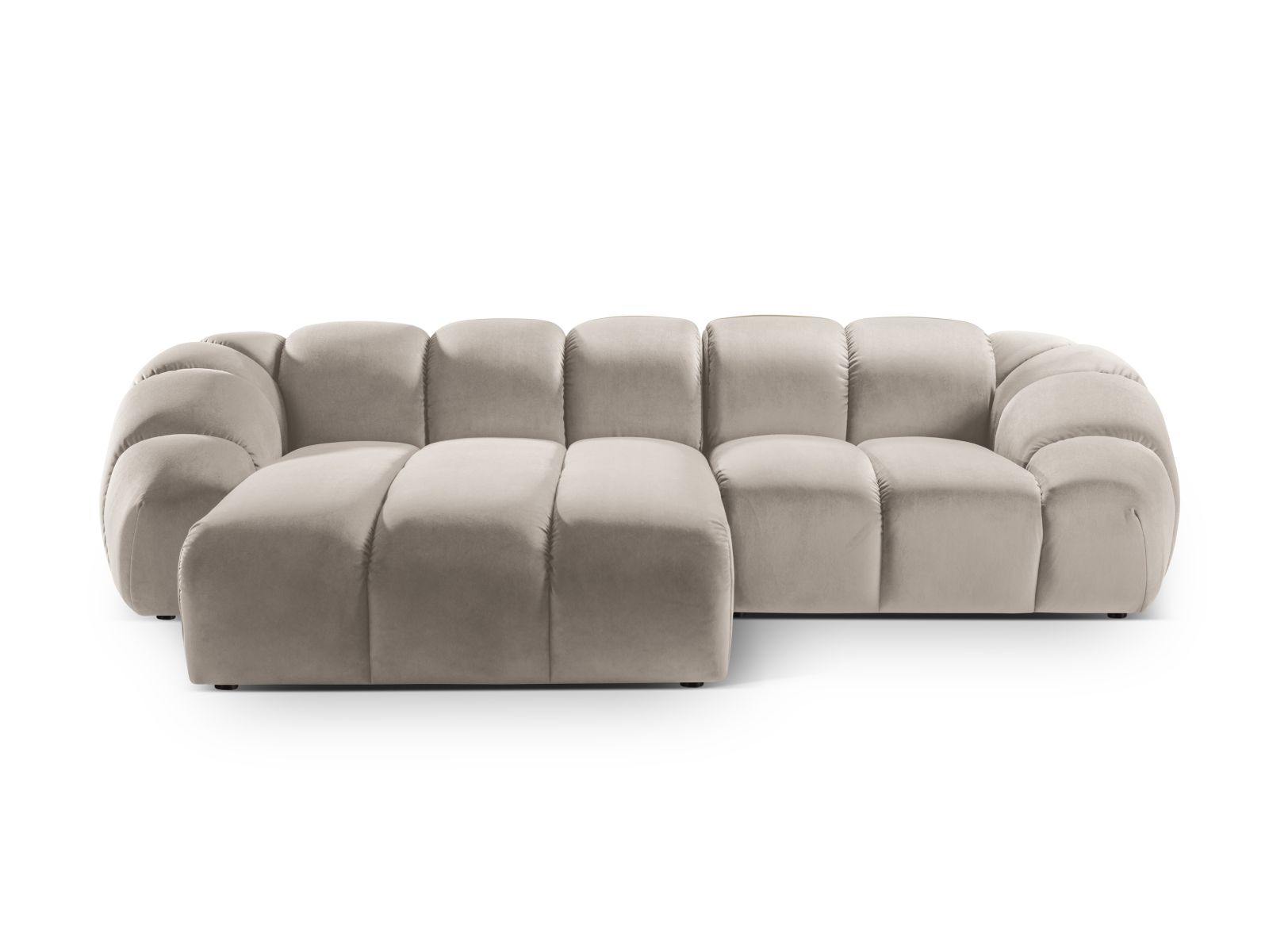 Velvet Left Corner Sofa, "Diana", 3 Seats, 294x182x72
