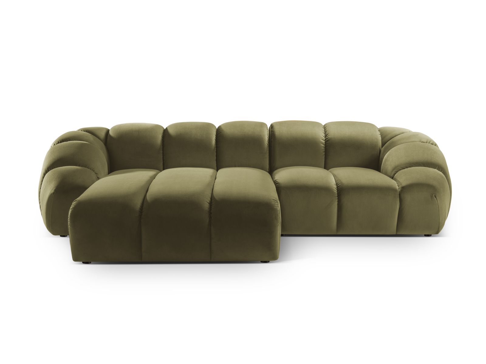 Velvet Left Corner Sofa, "Diana", 3 Seats, 294x182x72