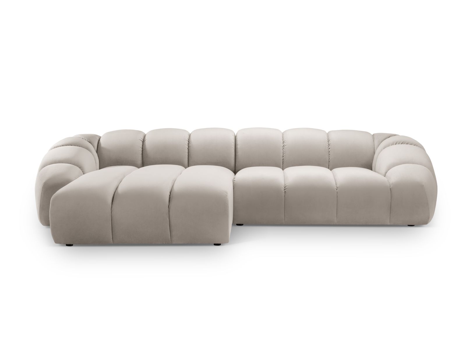 Velvet Left Corner Sofa, "Diana", 4 Seats, 334x182x72