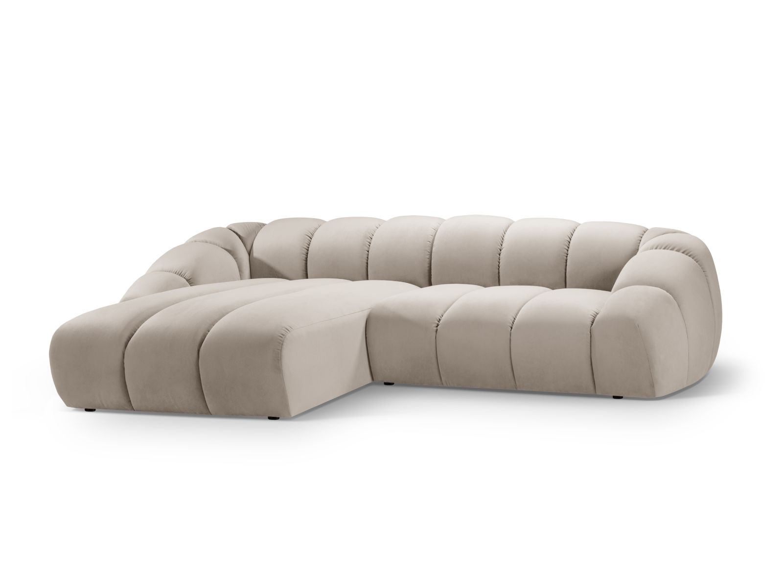 Velvet Left Corner Sofa, "Diana", 4 Seats, 334x182x72