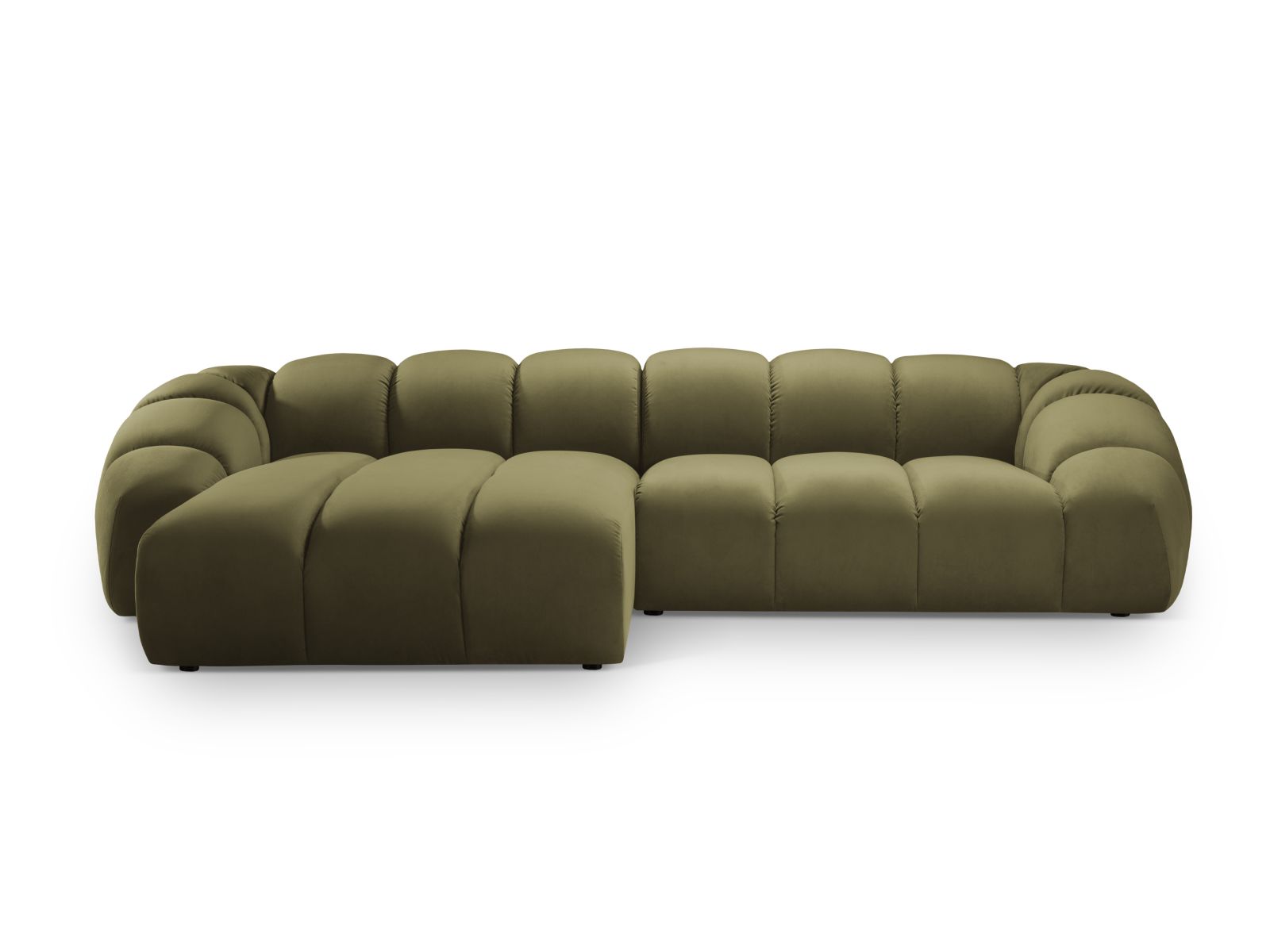 Velvet Left Corner Sofa, "Diana", 4 Seats, 334x182x72