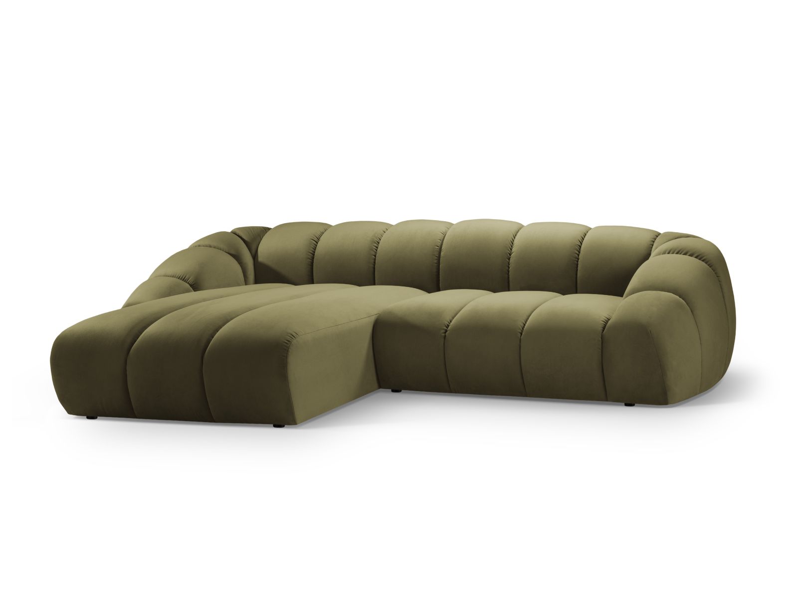 Velvet Left Corner Sofa, "Diana", 4 Seats, 334x182x72