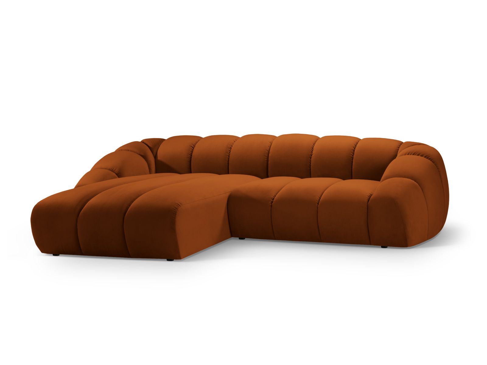 Velvet Left Corner Sofa, "Diana", 4 Seats, 334x182x72
