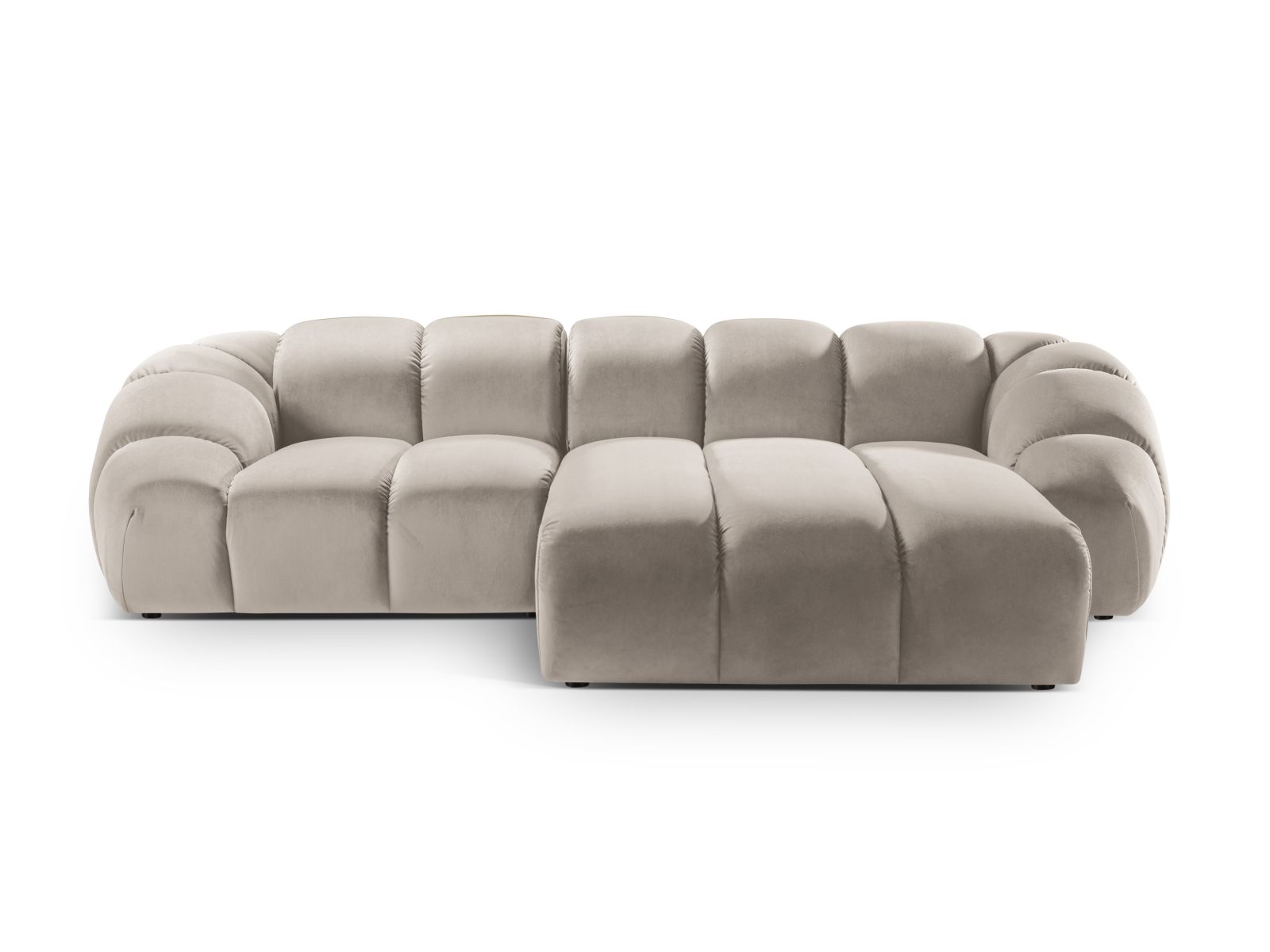 Velvet Right Corner Sofa, "Diana", 3 Seats, 294x182x72