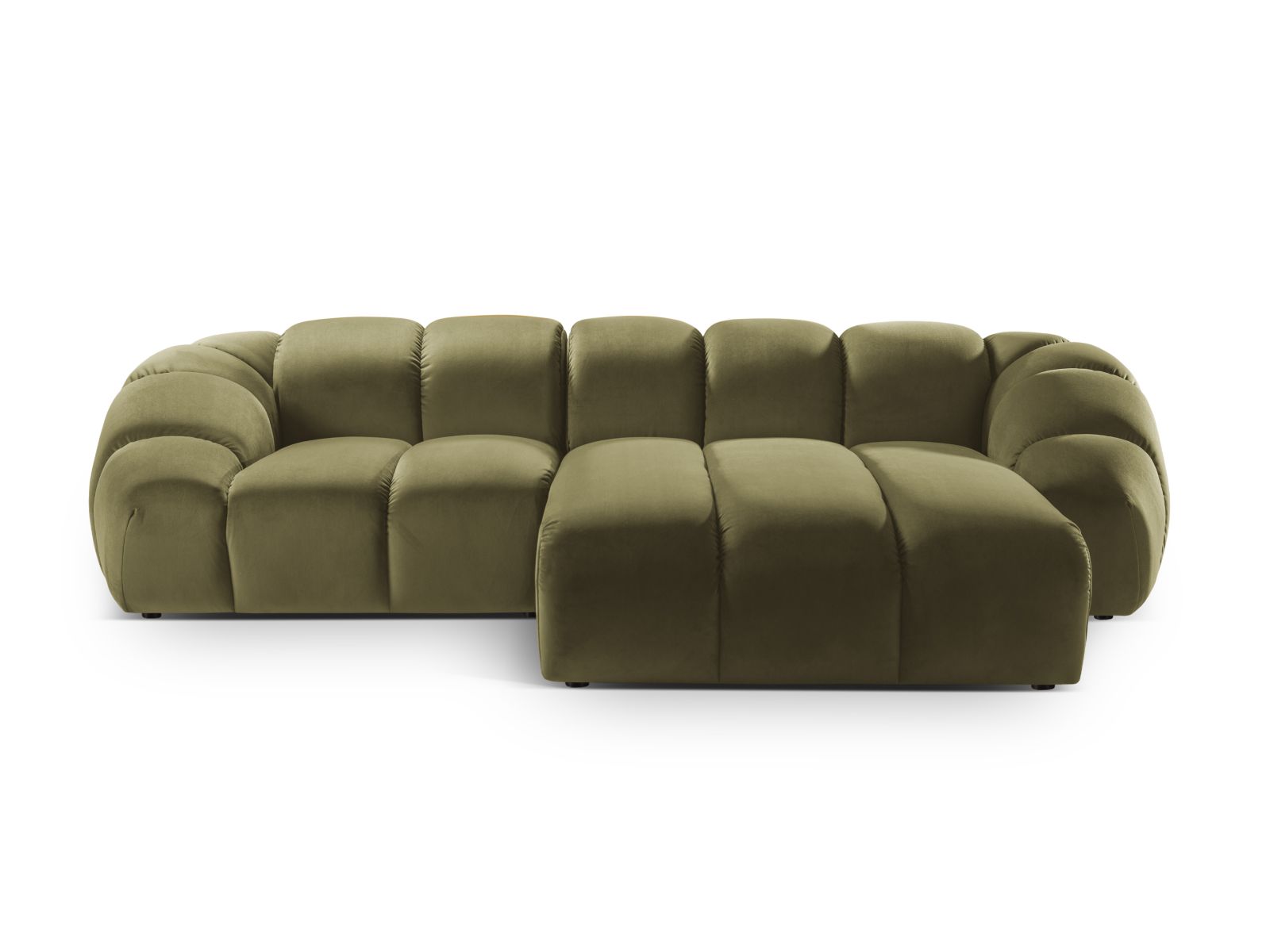 Velvet Right Corner Sofa, "Diana", 3 Seats, 294x182x72