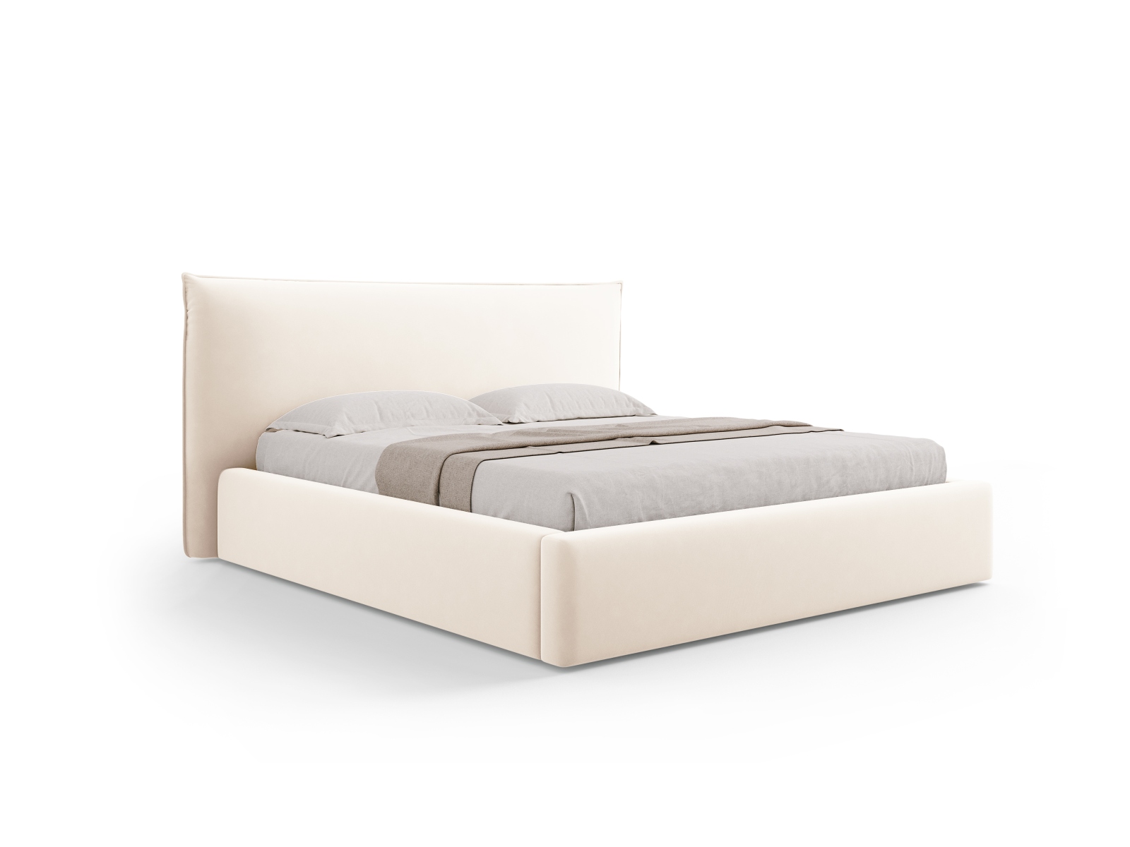 Velvet Storage Bed With Headboard, "Kaelle", 180x223x111