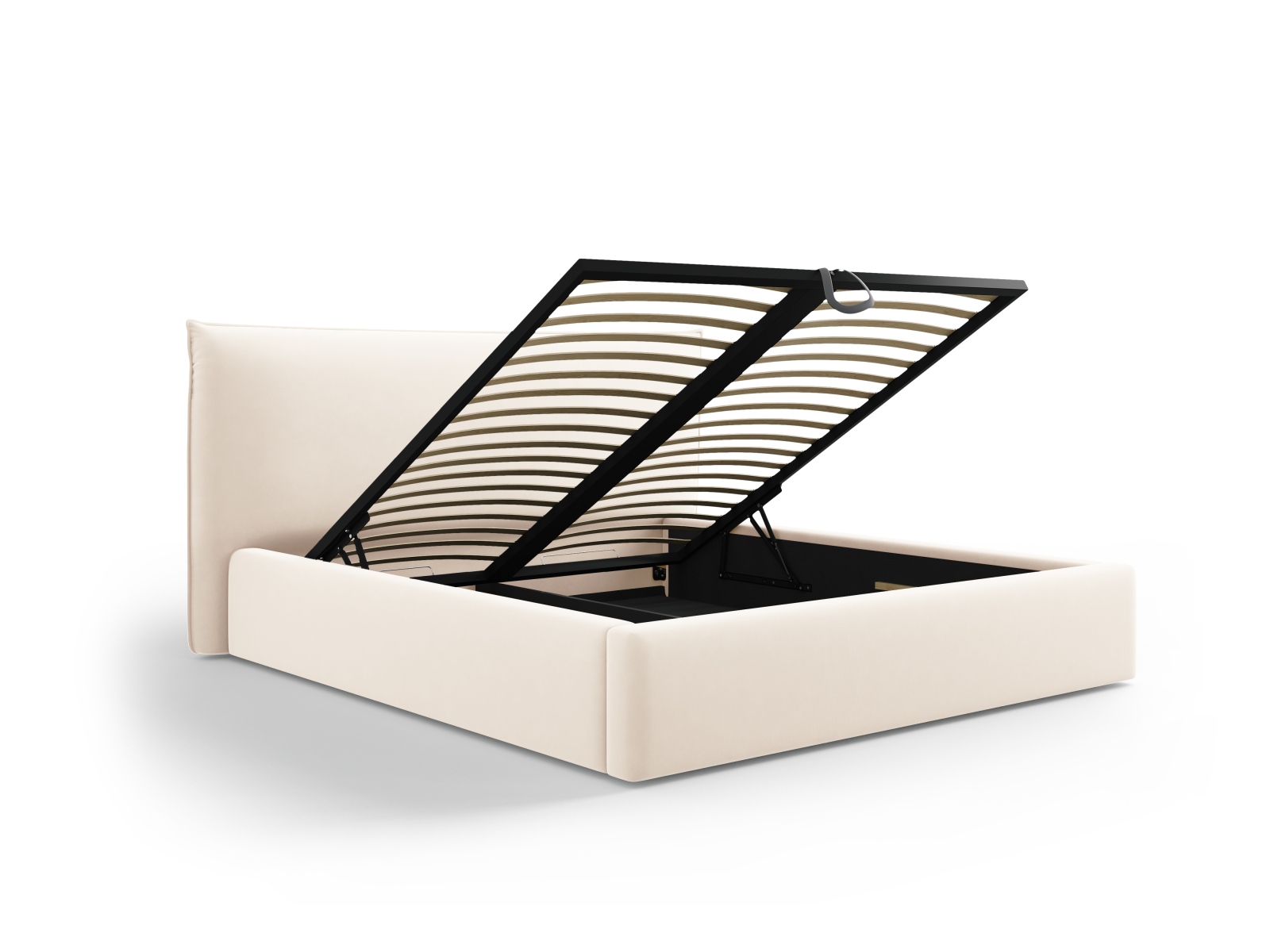 Velvet Storage Bed With Headboard, "Kaelle", 180x223x111