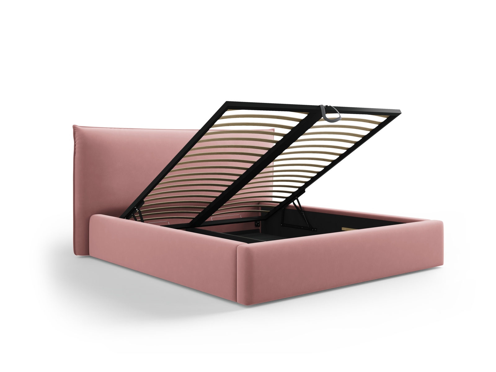 Velvet Storage Bed With Headboard, "Kaelle", 180x223x111