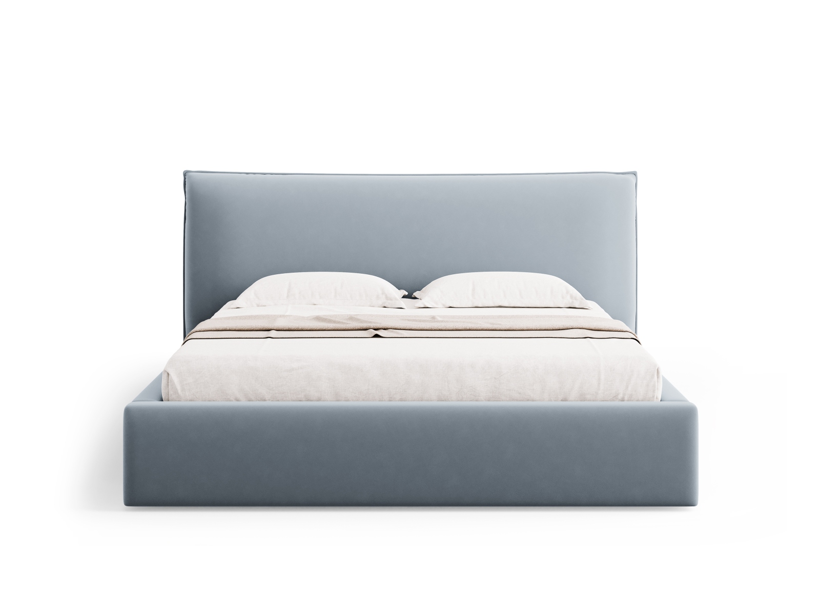 Velvet Storage Bed With Headboard, "Kaelle", 180x223x111